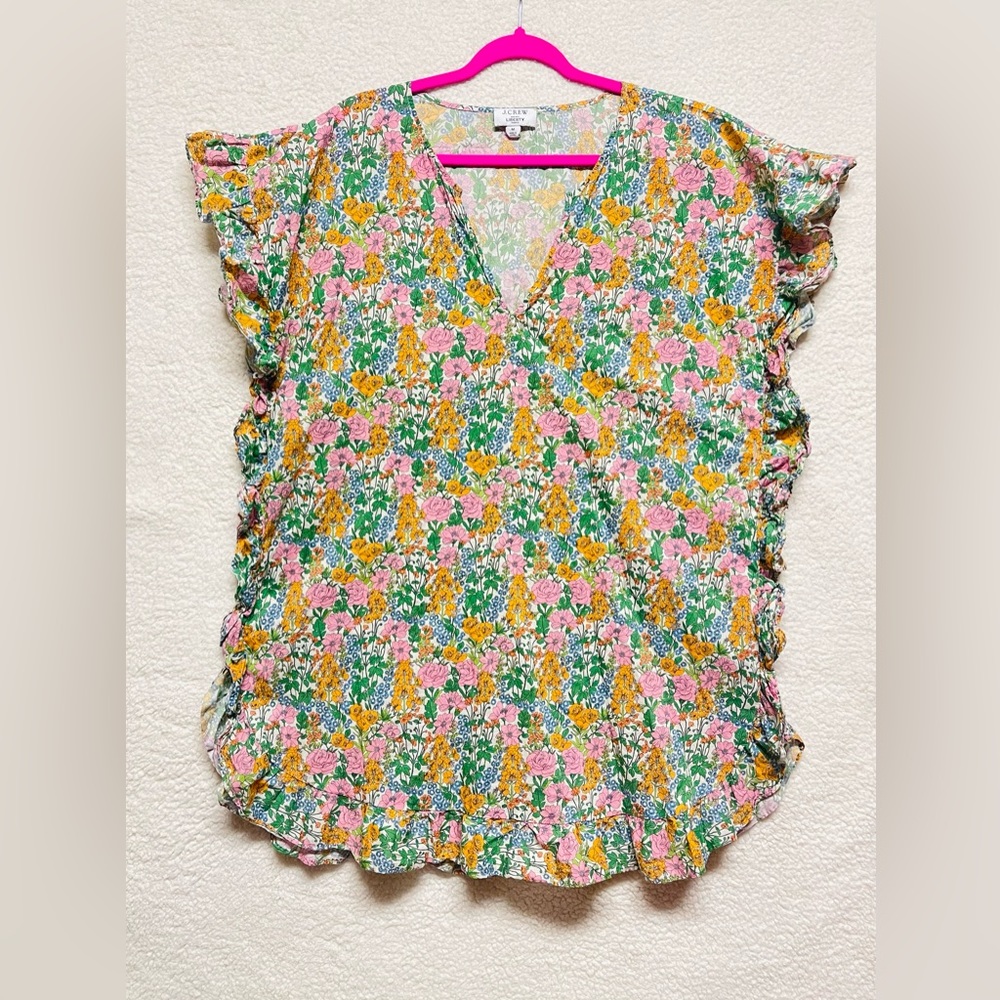 J. Crew Side-ruffle tunic in Liberty Mini Floral Dress Size M